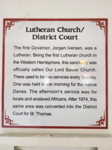 plaque about the lutheran church inside the fort 
