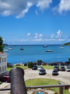 view from the top of the fort looking at charlotte amalie harbour