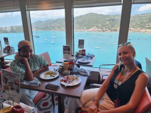 view of charlotte amalie past two beauties from cruise ship