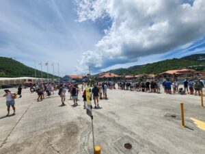 view from pier towards crown bay shops